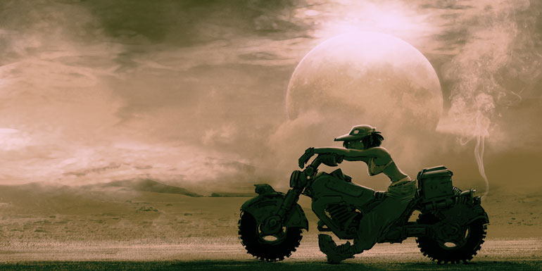 Femme à la moto Illustration