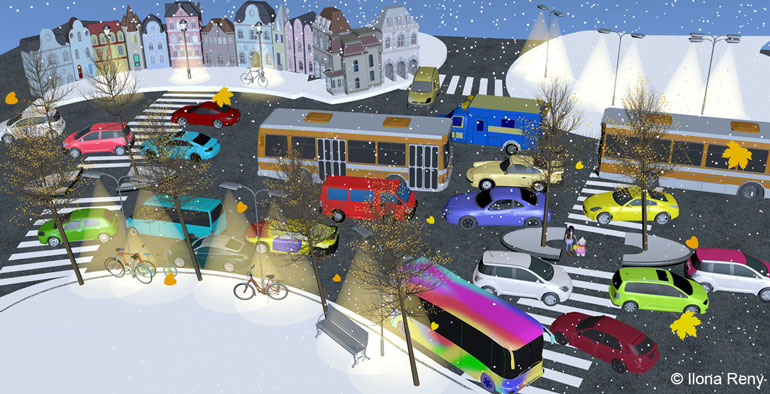 Illustration ville enfance multimedia