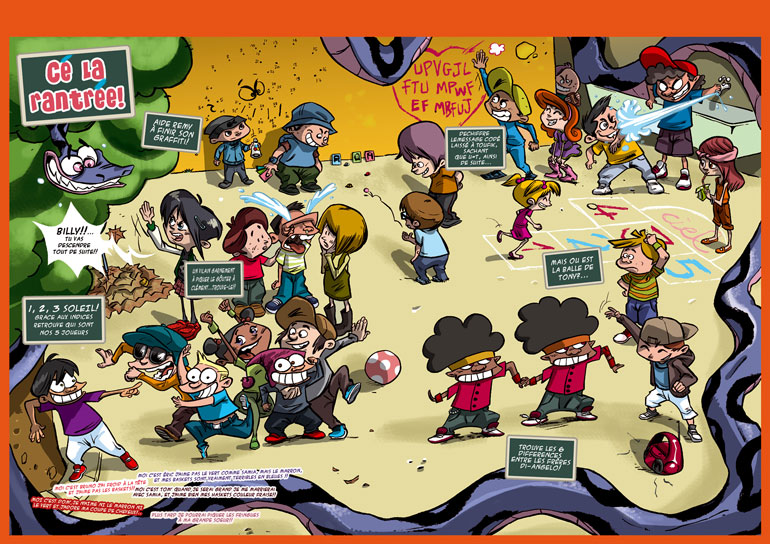 Page de jeux pour le magazine Tchô