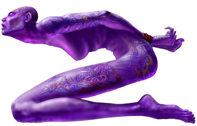 Illustration 3D femme tatouée mode